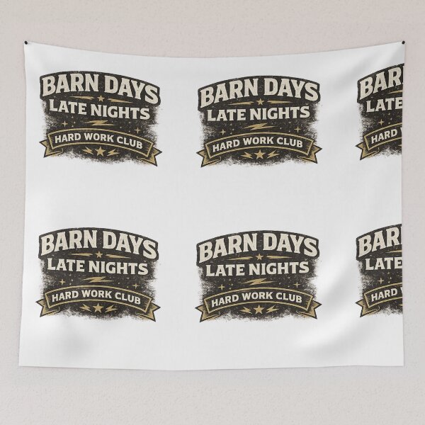 Item preview, Barn Days Late Nights Hard Work Club Vintage Country Aesthetic - Retro Farming and Rural Life Art designed and sold by batoot1.