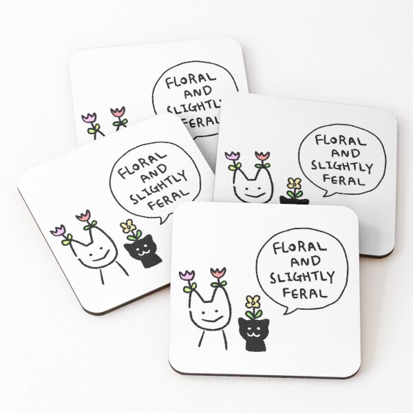 Item preview, Floral and Slightly Feral Cat Illustration – Cute Funny Cat Art with Flowers designed and sold by lazydayz16.
