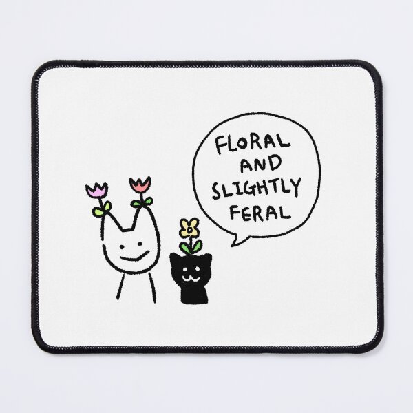 Item preview, Floral and Slightly Feral Cat Illustration – Cute Funny Cat Art with Flowers designed and sold by lazydayz16.