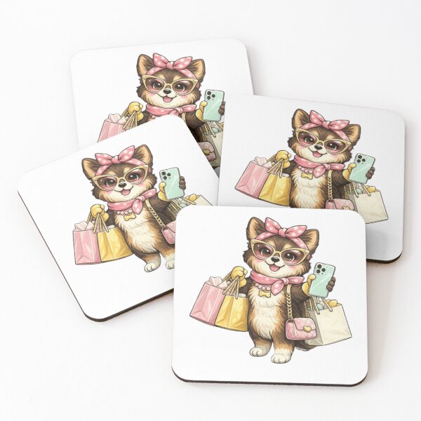 Item preview, Cute Shopping Puppy Sticker - Kawaii Fashion Dog Graphic designed and sold by VeloraCrafts.