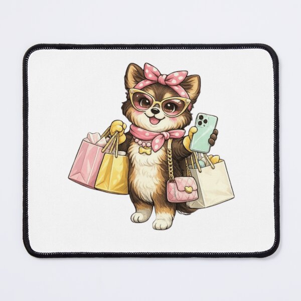 Item preview, Cute Shopping Puppy Sticker - Kawaii Fashion Dog Graphic designed and sold by VeloraCrafts.