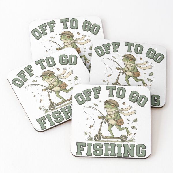 Item preview, Off To Go Fishing Funny Frog Fisherman Riding Scooter Vintage Fishing Design designed and sold by timizar.