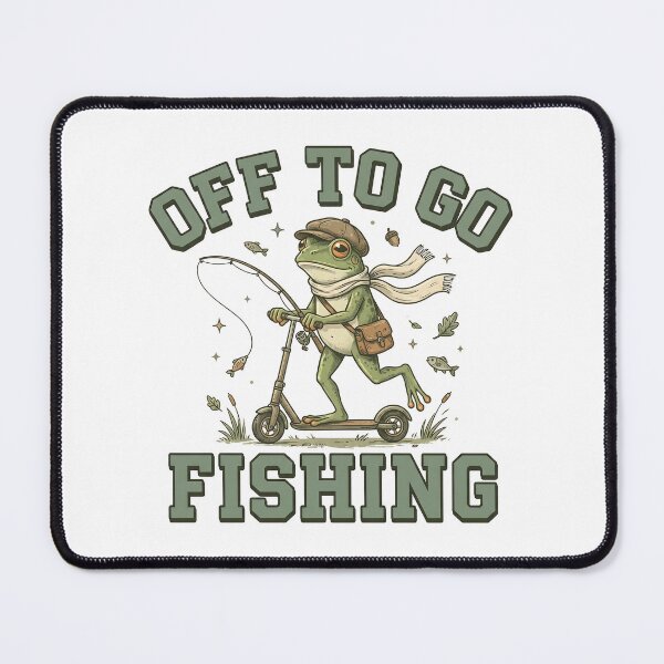 Item preview, Off To Go Fishing Funny Frog Fisherman Riding Scooter Vintage Fishing Design designed and sold by timizar.
