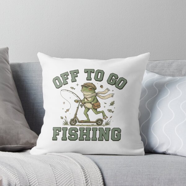 Item preview, Off To Go Fishing Funny Frog Fisherman Riding Scooter Vintage Fishing Design designed and sold by timizar.