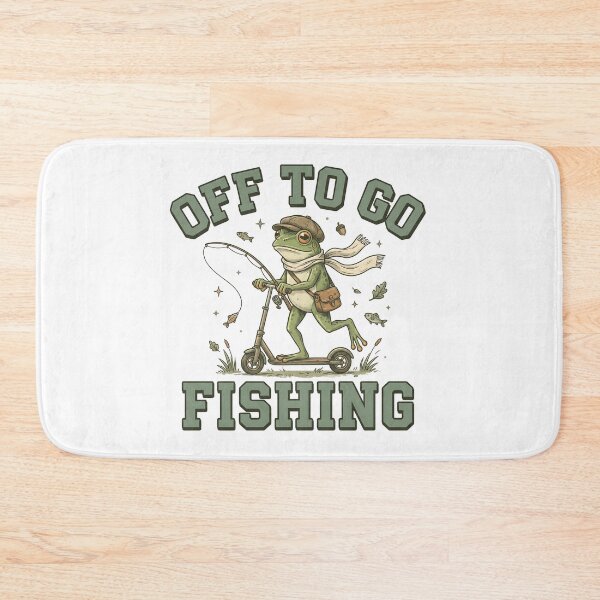 Item preview, Off To Go Fishing Funny Frog Fisherman Riding Scooter Vintage Fishing Design designed and sold by timizar.
