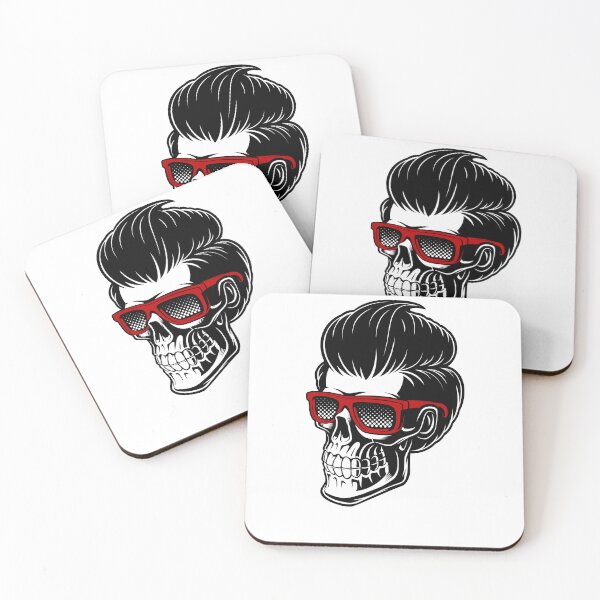 Item preview, Cool Rockabilly Skull Pompadour Red Sunglasses designed and sold by Gravelpeak Co..