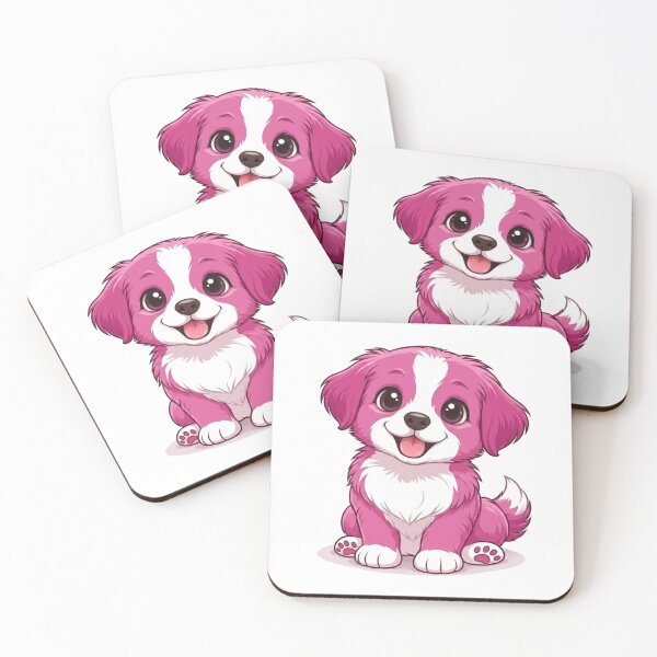 Item preview, Pink Puppy Cartoon Illustration Cute Dog Art designed and sold by Golden Threads Studio.