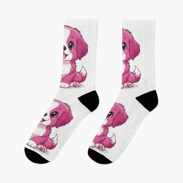 Item preview, Pink Puppy Cartoon Illustration Cute Dog Art designed and sold by Golden Threads Studio.