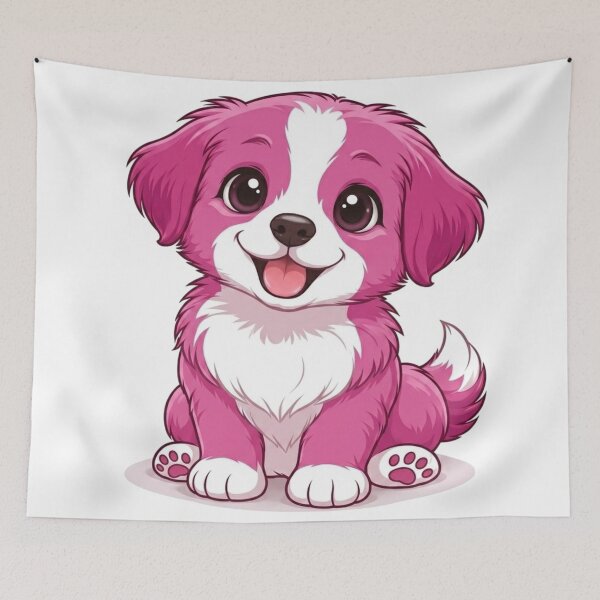 Item preview, Pink Puppy Cartoon Illustration Cute Dog Art designed and sold by Golden Threads Studio.
