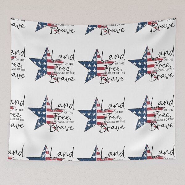 Item preview, Land of the Free Because of the Brave – Patriotic USA Flag Star Design designed and sold by DoodloraStudio.