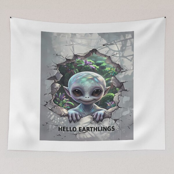 Item preview, Hello Earthlings - Cute Baby Alien Pop Art designed and sold by Modern Nest Art.