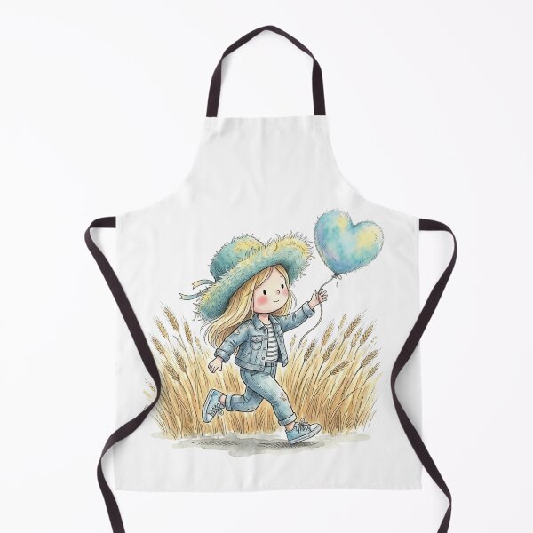 Item preview, Young girl running across fields with her heart-shaped balloon designed and sold by P2Genies.