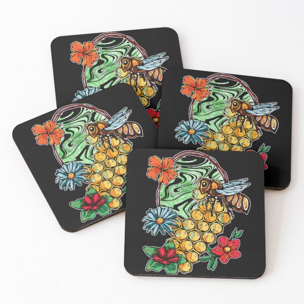 Item preview, Cute bee and colorful flowers, Save the bees on black designed and sold by NadiaChevrel.