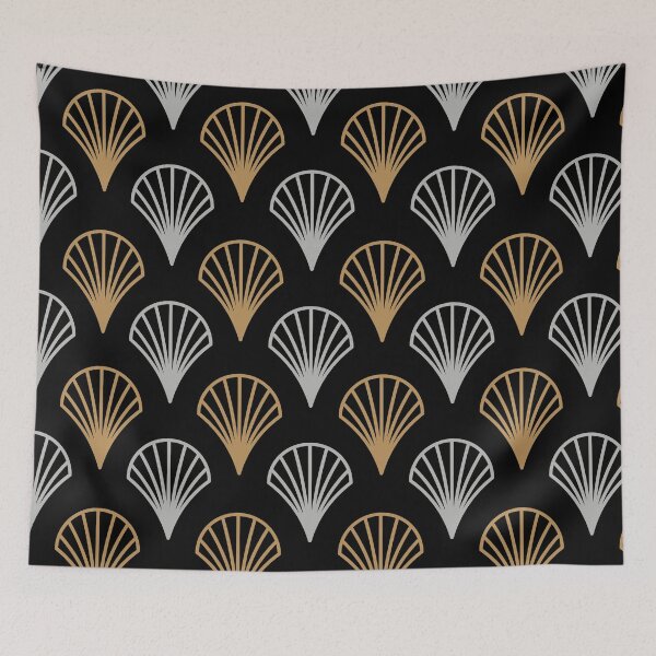 Item preview, Art Deco Fan Pattern | Black Gold Silver Gatsby Seamless Luxury designed and sold by Dino-Lune.