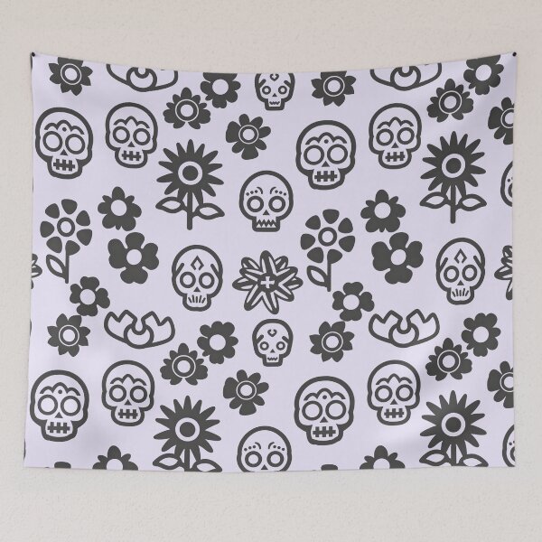 Item preview, Gothic Skull Flower Pattern designed and sold by MegaNovaArt.