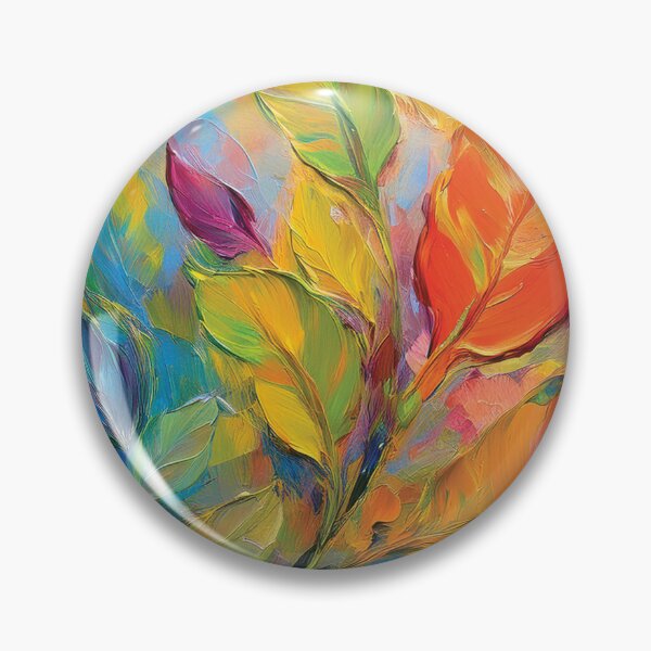 Item preview, Rainbow Warm and cosy Autumn leaves colours, VINTAGE leaf textured botanicals oil painting, burnt orange and teal green, leaf pattern autumn painting  designed and sold by navitalidesign.