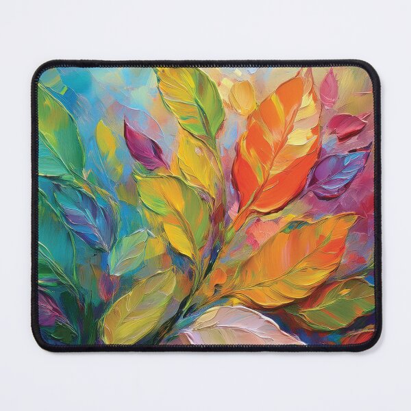 Item preview, Rainbow Warm and cosy Autumn leaves colours, VINTAGE leaf textured botanicals oil painting, burnt orange and teal green, leaf pattern autumn painting  designed and sold by navitalidesign.