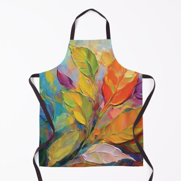 Item preview, Rainbow Warm and cosy Autumn leaves colours, VINTAGE leaf textured botanicals oil painting, burnt orange and teal green, leaf pattern autumn painting  designed and sold by navitalidesign.