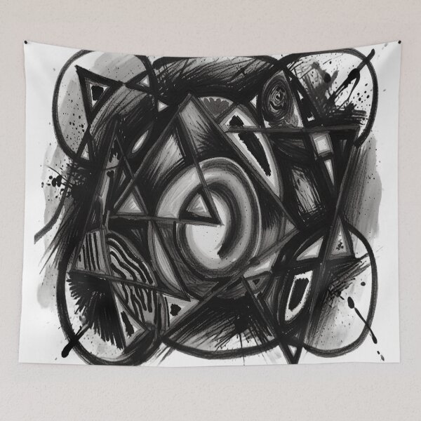 Item preview, quantum shapes bold charcoal black and white geometric abstract design designed and sold by SmashingDeals.