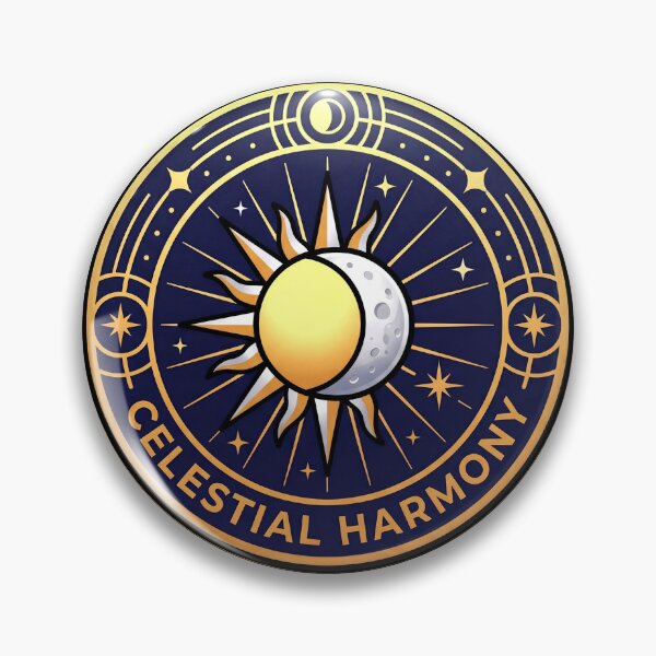 Item preview, Celestial Harmony Solar Eclipse Vintage Badge designed and sold by Oommen Studio .