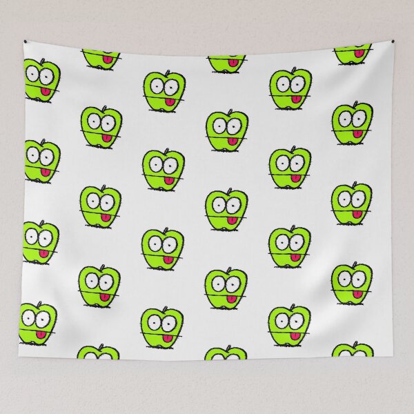 Item preview, Green Apple Glitch, Bulging Eyes, Pink Tongue, Black Background Meme designed and sold by AstronautMerch.