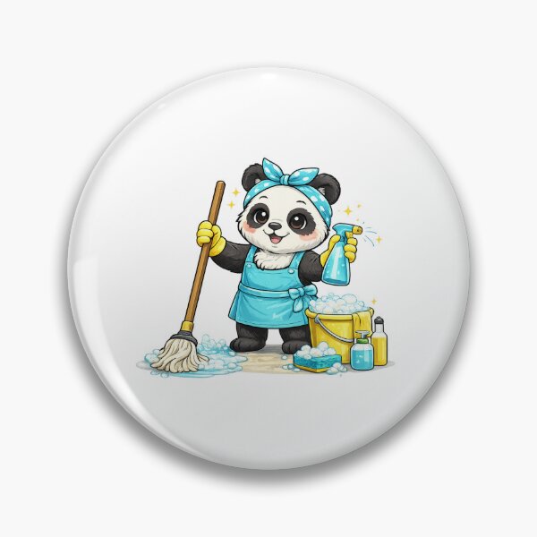 Item preview, Cute Cleaning Panda Sticker - Kawaii Housekeeping Panda designed and sold by VeloraCrafts.