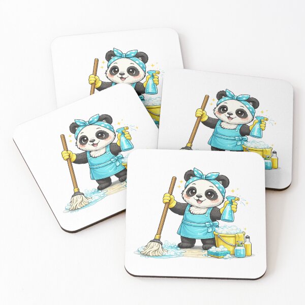 Item preview, Cute Cleaning Panda Sticker - Kawaii Housekeeping Panda designed and sold by VeloraCrafts.
