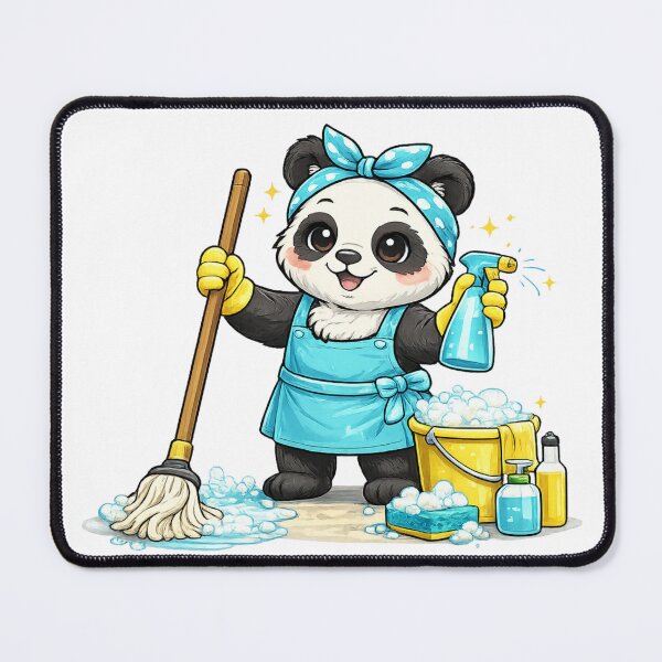 Item preview, Cute Cleaning Panda Sticker - Kawaii Housekeeping Panda designed and sold by VeloraCrafts.