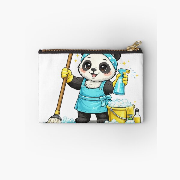 Item preview, Cute Cleaning Panda Sticker - Kawaii Housekeeping Panda designed and sold by VeloraCrafts.