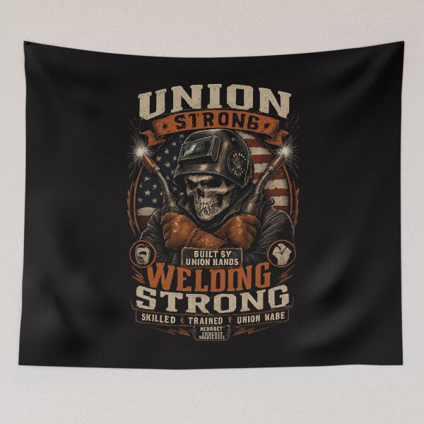 Item preview, Built By Union Hands Welding Strong Shirt | Union Welder Skull Graphic Tee designed and sold by LabCore.