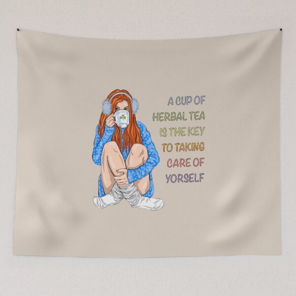 Item preview, Cozy Herbal Tea Self-Care Illustration | Winter Wellness & Warm Herbal Tea Girl | A Cup of Tea is Key to Self-Care designed and sold by Skayana.