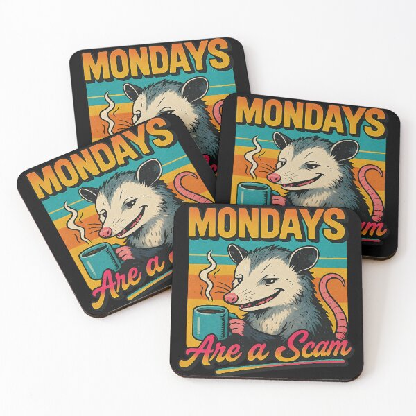 Item preview, Funny Opossum Retro Sunset - Mondays Are A Scam designed and sold by legendaryskins.