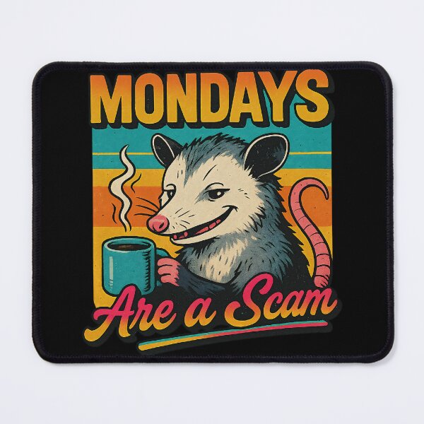 Item preview, Funny Opossum Retro Sunset - Mondays Are A Scam designed and sold by legendaryskins.