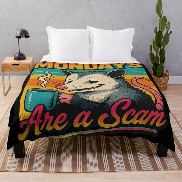Item preview, Funny Opossum Retro Sunset - Mondays Are A Scam designed and sold by legendaryskins.