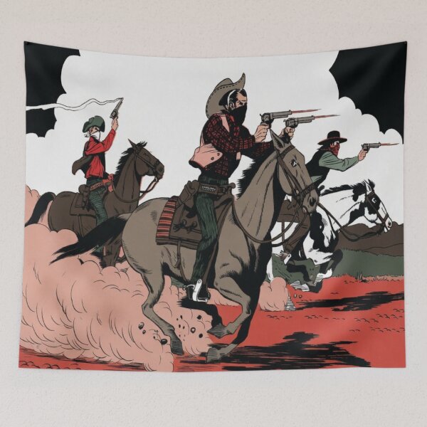 Item preview, Buffalo Bill and the Masked Riders – Retro Western Action Comic Art designed and sold by Analog Aura .
