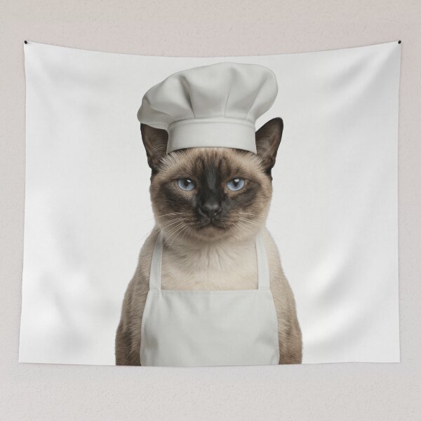 Item preview, Funny Mekong Bobtail Cat Chef Realistic Animal Cooking Humor Art designed and sold by LazyOwlStore.