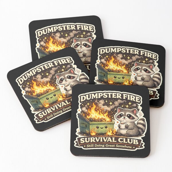 Item preview, Dumpster Fire Survival Club Funny Raccoon Coffee Meme Sticker T Shirt designed and sold by Akter-sikder.