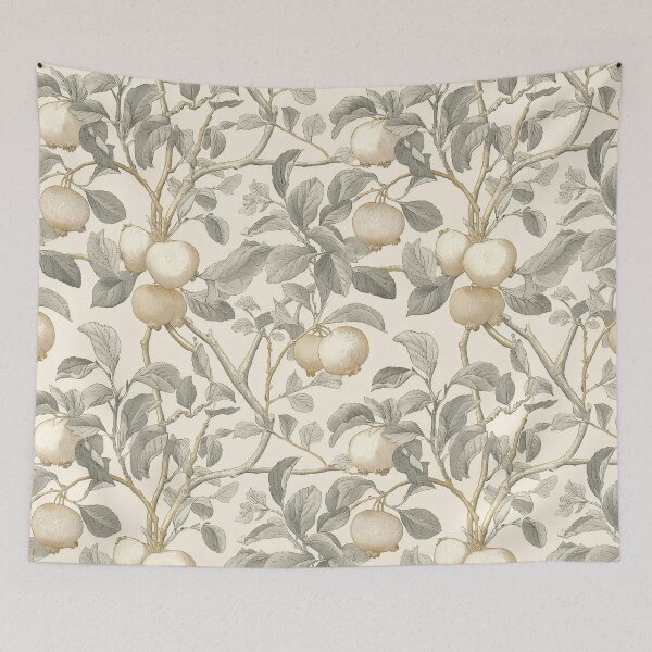 Item preview, Botanical Print Quince Branch – Ivory Slate Gold Heritage Engraving designed and sold by BestVarieties.