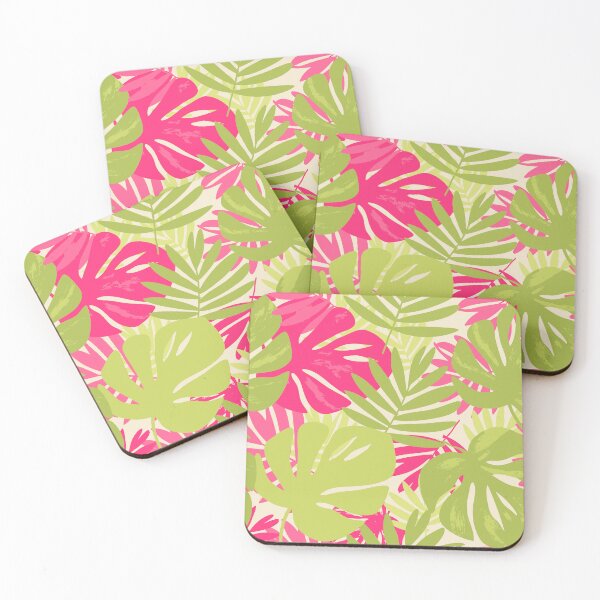 Item preview, Bold pink and green tropical leaf pattern designed and sold by Ilze Lucero.