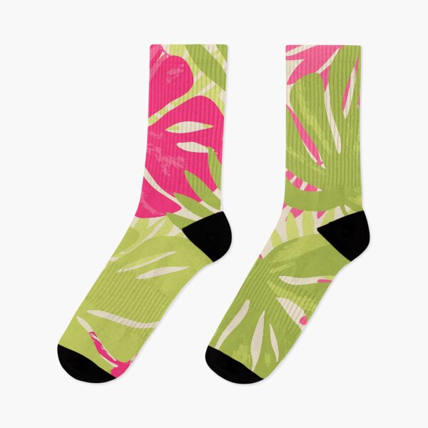 Item preview, Bold pink and green tropical leaf pattern designed and sold by Ilze Lucero.