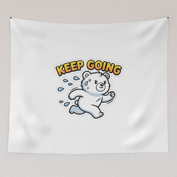 Item preview, Keep Going - Cute Running Bear Motivational Sticker designed and sold by Atlant11.