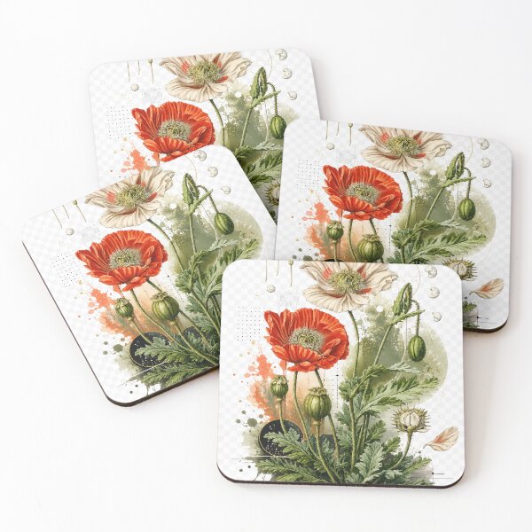 Item preview, Watercolor Botanical Poppy Flower Mixed Media Art Print designed and sold by riki2365.