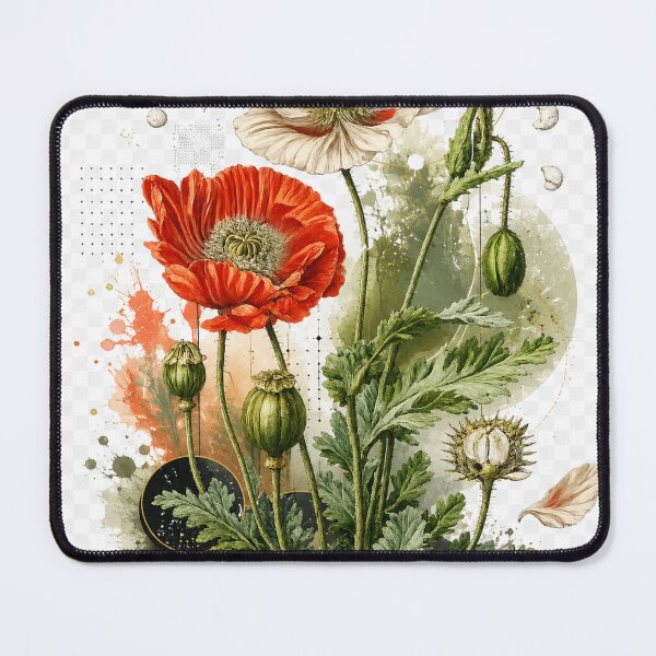 Item preview, Watercolor Botanical Poppy Flower Mixed Media Art Print designed and sold by riki2365.