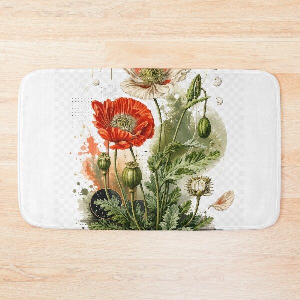 Item preview, Watercolor Botanical Poppy Flower Mixed Media Art Print designed and sold by riki2365.