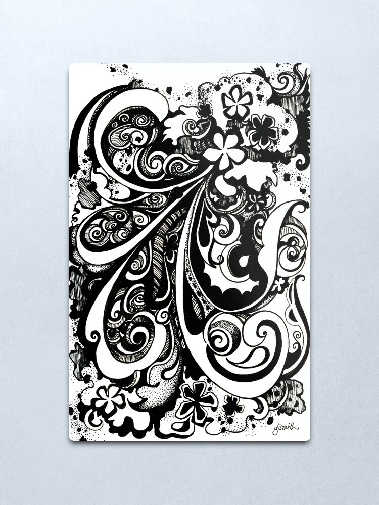 Alternate view of Escape, Ink Drawing Metal Print