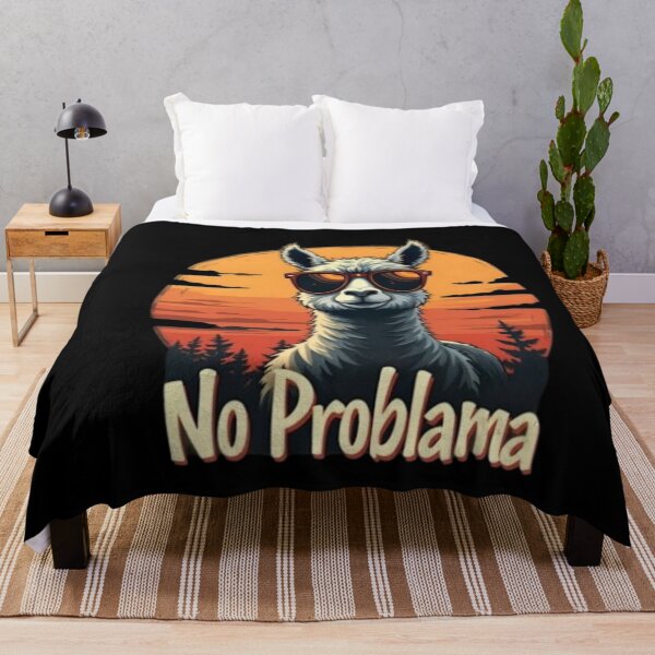Item preview, Cool Llama with Sunglasses Retro Sunset No Problama Pun T-Shirt designed and sold by happyshirt27.