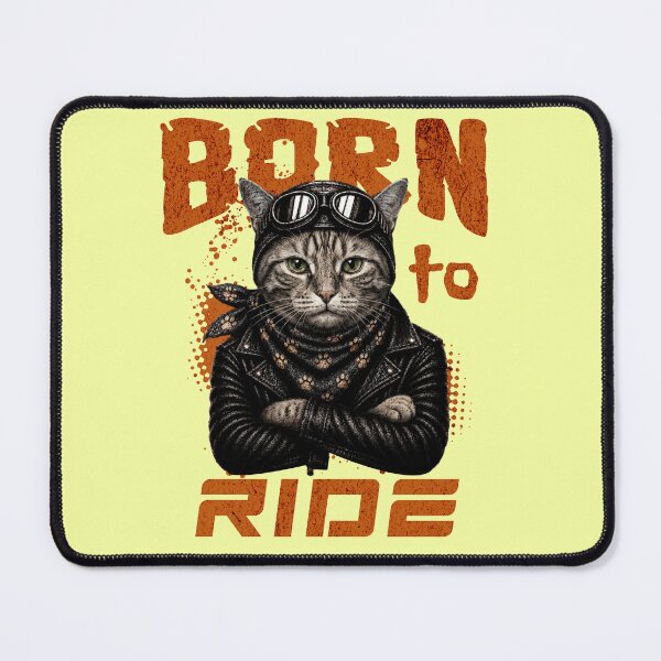 Item preview, Gray Tabby Cat Biker Design – Born To Ride Funny Motorcycle Gray Tabby Gift designed and sold by PixelsPaws.
