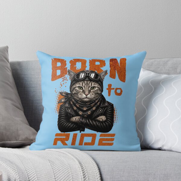 Item preview, Gray Tabby Cat Biker Design – Born To Ride Funny Motorcycle Gray Tabby Gift designed and sold by PixelsPaws.