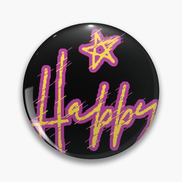 Item preview, Happy Glitch Yellow Purple Star Black Background Positive Vibes designed and sold by AstronautMerch.