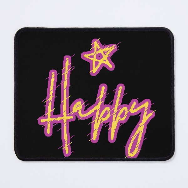 Item preview, Happy Glitch Yellow Purple Star Black Background Positive Vibes designed and sold by AstronautMerch.